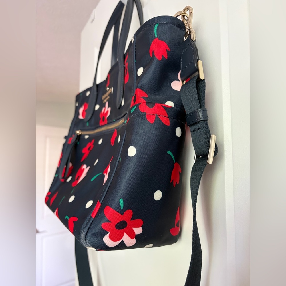 kate spade Chelsea Whimsy Navy Floral Tote with Red & Pink Flowers - Picture 8 of 8